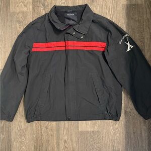 Nautica Men's Vintage Windbreaker Jacket with Red Stripes